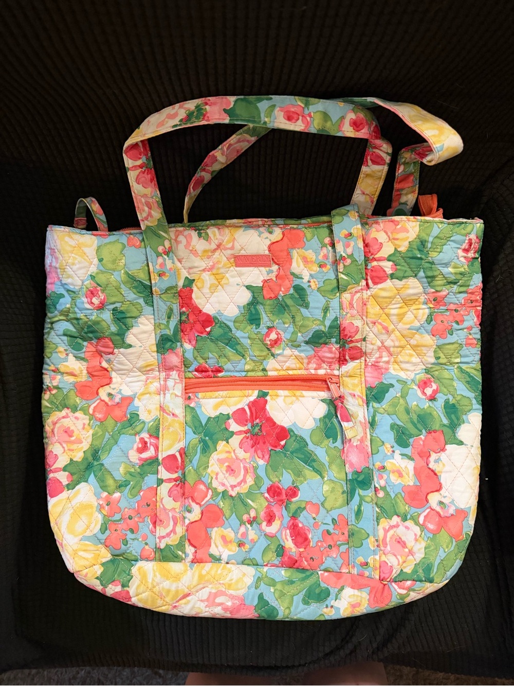 Waverly Floral Quilted Tote in Green, Pink, Yellow